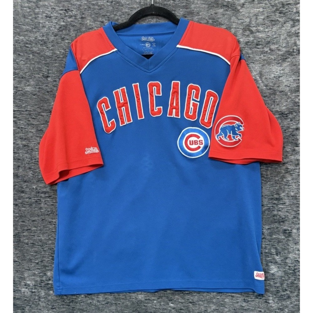 Stitches Chicago Cubs Baseball Jersey Mens XL Blue Vintage MLB Athletic Wear